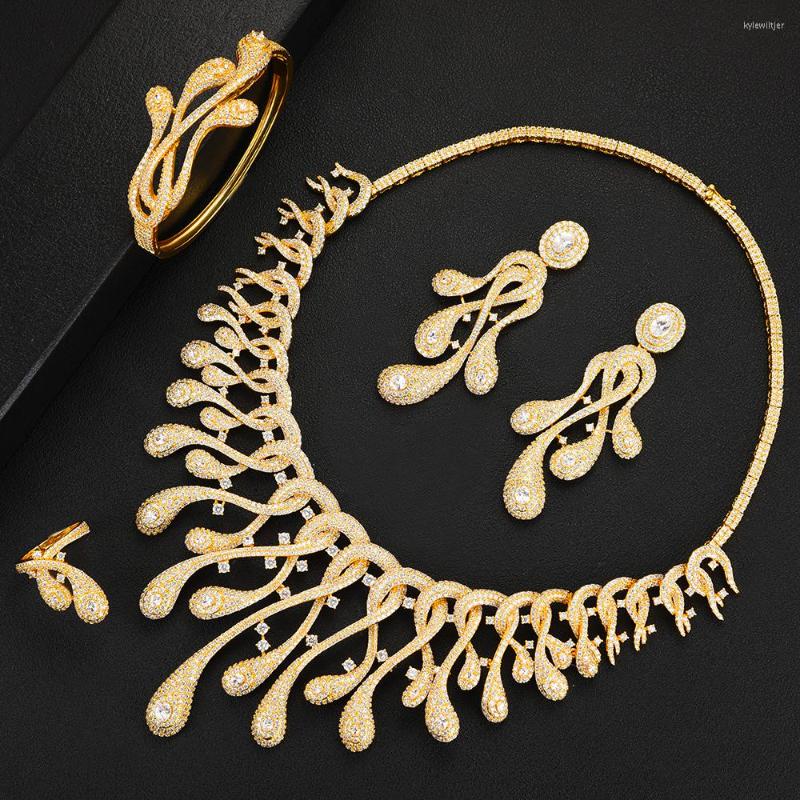 

Necklace Earrings Set GODKI Unique Big Luxury Phoenix Firework 4PCS African For Women Wedding Nigerian Party Jewelry 2022, Picture shown