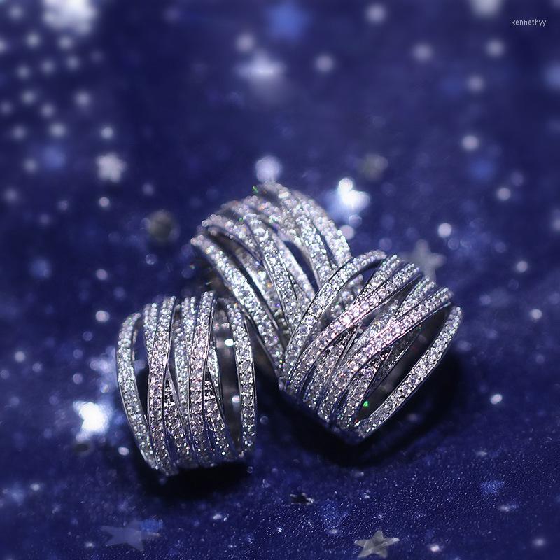 

Cluster Rings S925 Sterling Silver Color VVS1 Natural Zircon Women Anillos Bizuteria Gemstone 10KT Jewelry Moni Diamond Ring