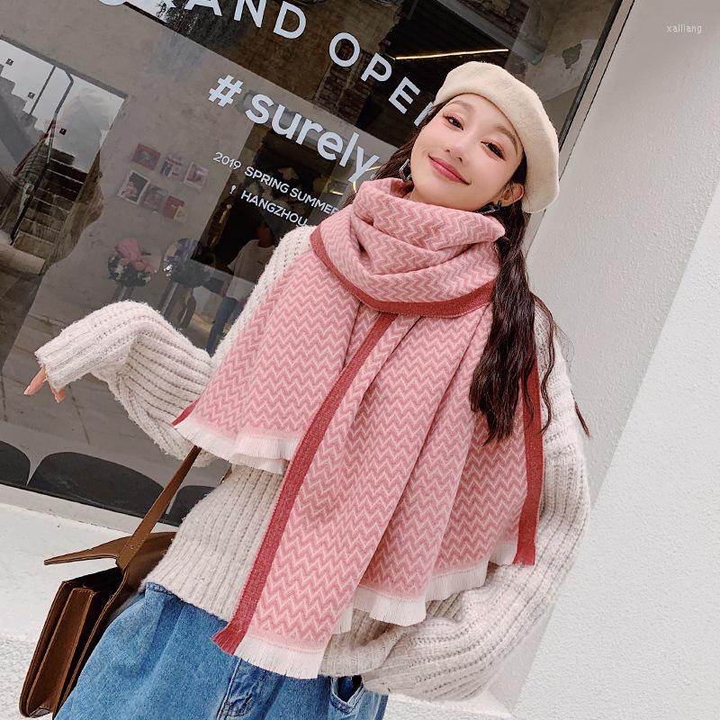 

Scarves European And American Big Ladies Students In Winter Thickened Corrugated Shawls Autumn Imitation Cashmere Bib