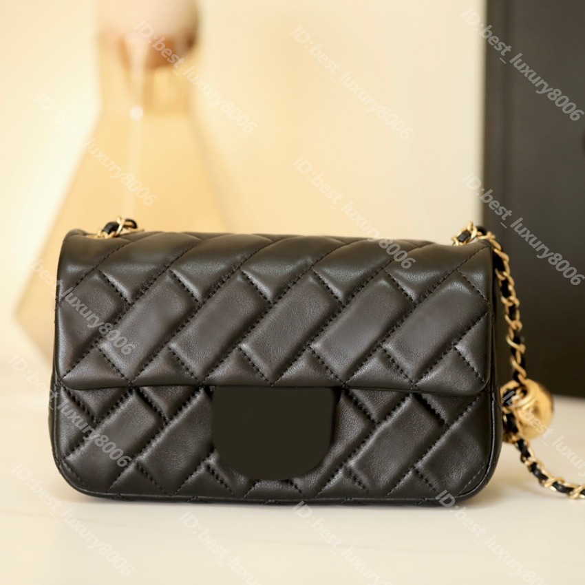 

9A Luxury Premium Classic Flap Crossbody Bag Designer Small Golden Ball Hardware messenger Caviar Lambskin Shoulder Tote Bag With Box, White