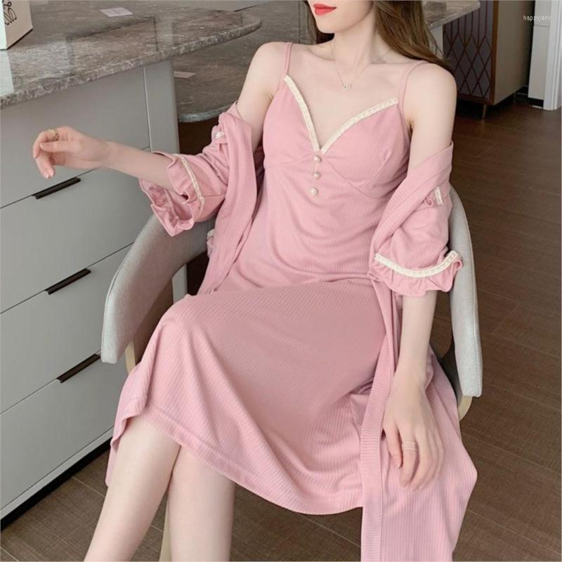 

Women's Sleepwear Summer Suspender Nightdress Nightgown Long Suit Home Wear, Beige