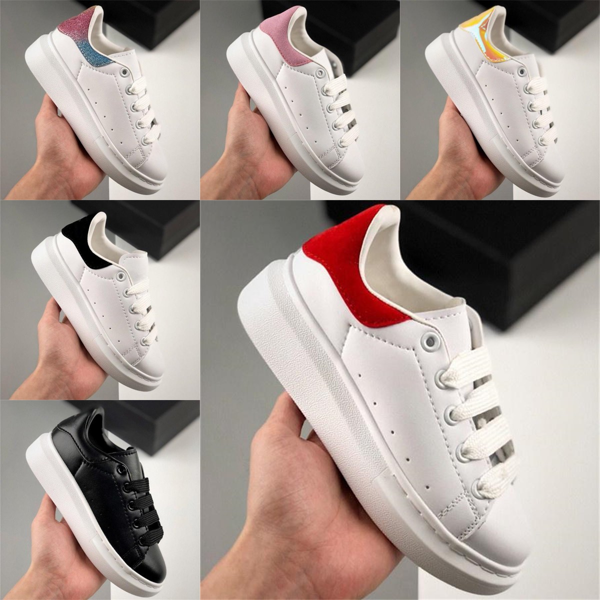 

2023 kid Shoes Designer Fashion alexander Silk Breathable Cloth Sheepskin Casual Shoes Reflective platform oversized luxury sneakers, Color 1