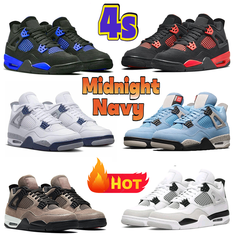 

Mens 4s Jumpman Basketball 4 Shoes sneaker Midnight Navy Military Black Cat Red Thunder Game Royal University Blue Taupe Haze Sports, #1- midnight navy