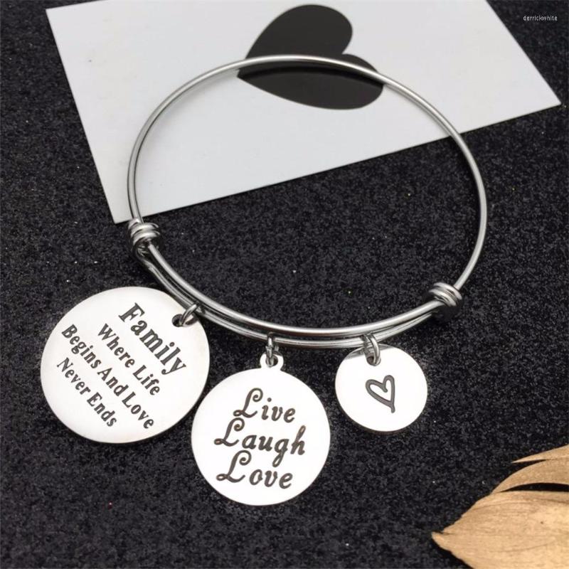 

Bangle Expandable Charm Bracelets Live Laugh Love Family Grandma Mothers Day Gift From Daughter Birthday For Her