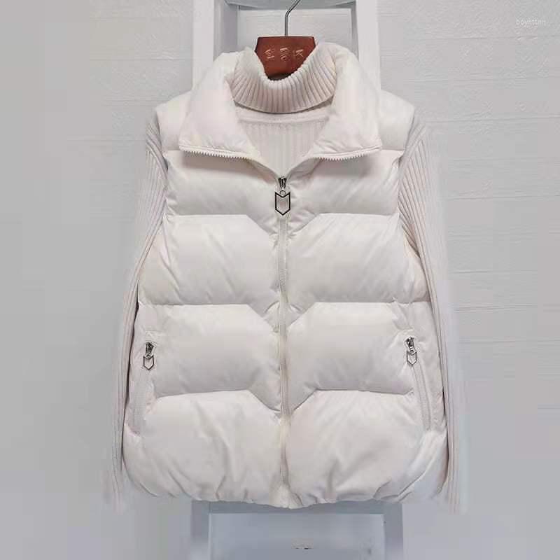 

Women's Vests 2022 Autumn And Winter Korean Version Of The Solid Color Lapel Down Cotton Vest Women's Loose Casual All-match Jacket, Black