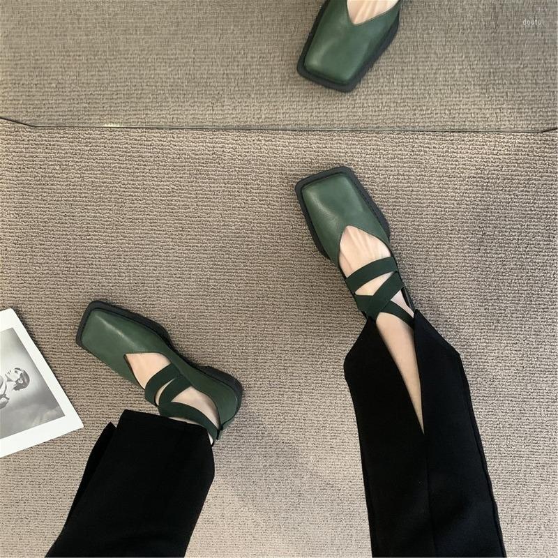 

Dress Shoes Retro Women's Spring And Autumn Temperament Fashion Small Leather Niche Soft Square Toe Medium Heels, Black