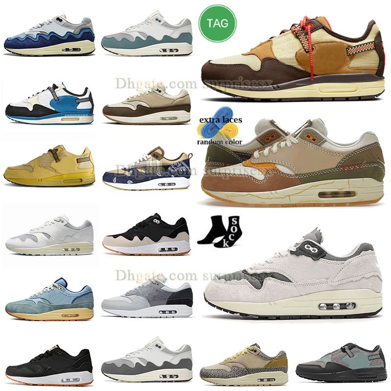 

Airnaxs Max 1 Running Shoes Air Monarch 2022 New Hot Fragment Somos Familia Baroque Brown Protection Pack Bandana Patta Black Beige Waves Noise Aqua Sneakers Eur 36-47, A03 40-45 patta green