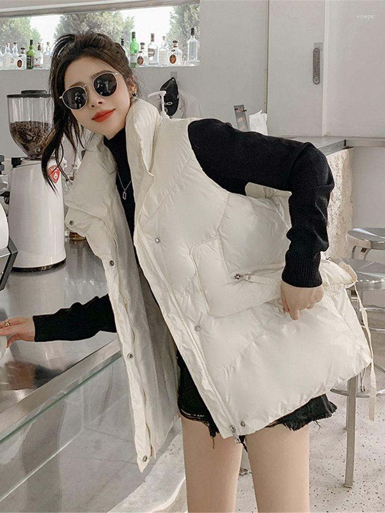 

Women's Vests Fashion 2022 Autumn And Winter Korean Version Down Cotton Vest Stand Collar PZ4420, Black
