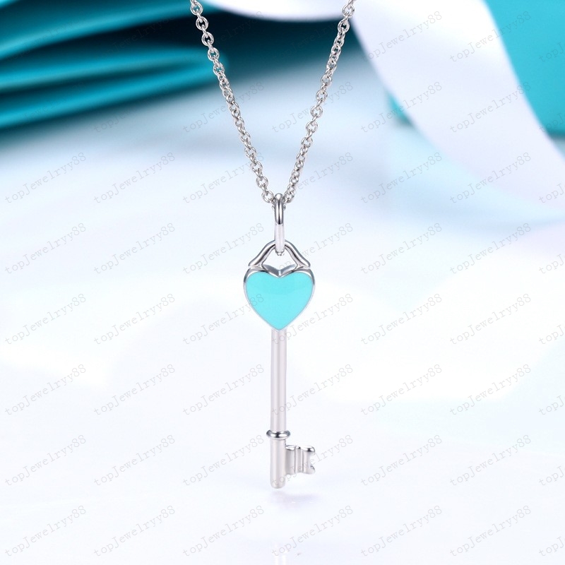 

Designer key pendant necklace female stainless steel couple silver chain pendant neck luxury jewelry gift girlfriend accessories wholesale with box