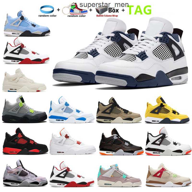 

Basketball Shoes Sports Sneakers Trainers Fire Red Midnight Navy Lightning Black Cat White Neon University Blue Bred Sail Iv 4 4S Men, 19