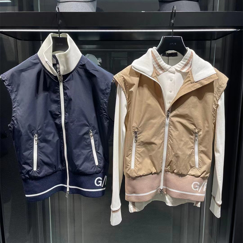 

Golf Jackets G4 Apparel Women's Vest Autumn Breathable Zipper Lapel Hemline Waist Slim Top 221205, Khaki