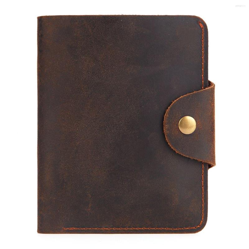 

Wallets Men's Wallet Brand Cowhide Oil Wax Genuine Cow Leather Casual Male Purse Vintage Business Man, Horizontal brown