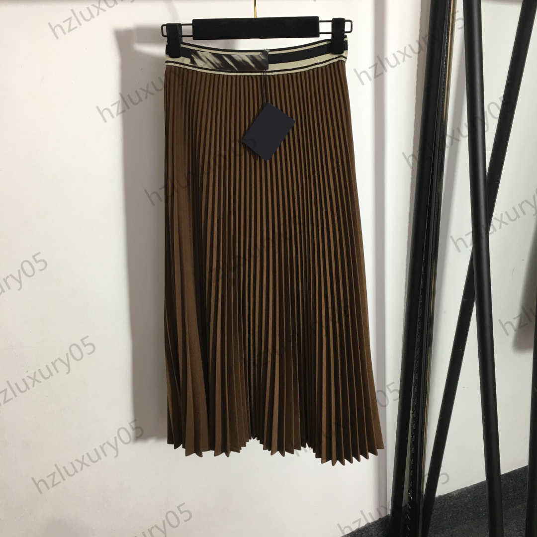 

Womens Skirts Luxury Contrast Color Patchwork Letter Webbing Elastic High Waist Skirt Pleated Slim Cool Design Skirt Designer Brand Women Clothing 3 Colors