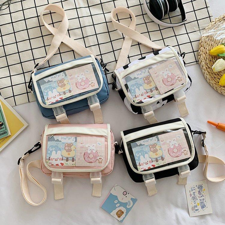 

Evening Bags Small Square Women Nylon Shoulder Cartoon Print Fashion Mini Cloth Handbags Phone Crossbody Bag For Cute Girl 2022 Purse, Black