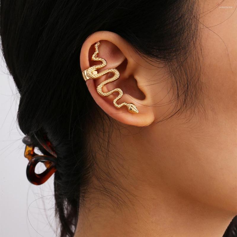 

Backs Earrings Punk Gold Snake Cuff For Women Men Animal Ear Clip On Hip Hop Bohemian Brincos Party Year Jewelry Gift