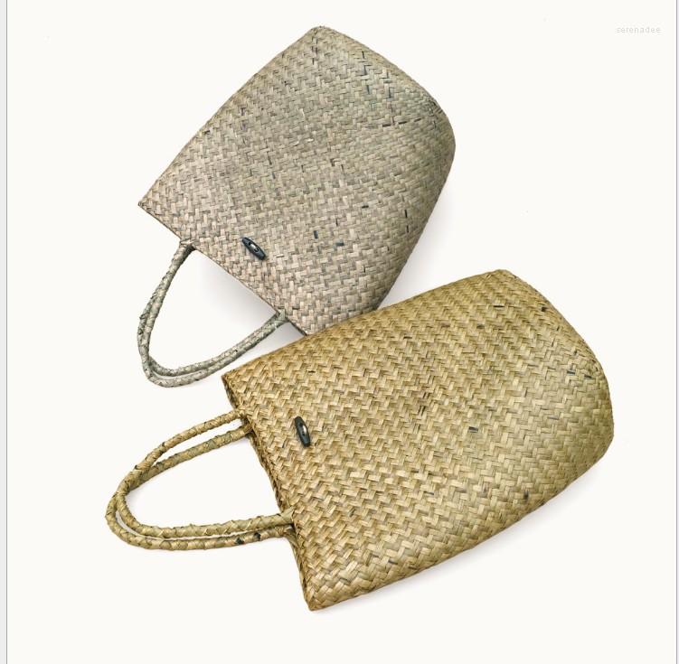 

Evening Bags Flug Katze Handbag Summer Beach Bag Rattan Woven Handmade Knitted Straw Large Capacity Totes Women Shoulder Bohemia, Khaki