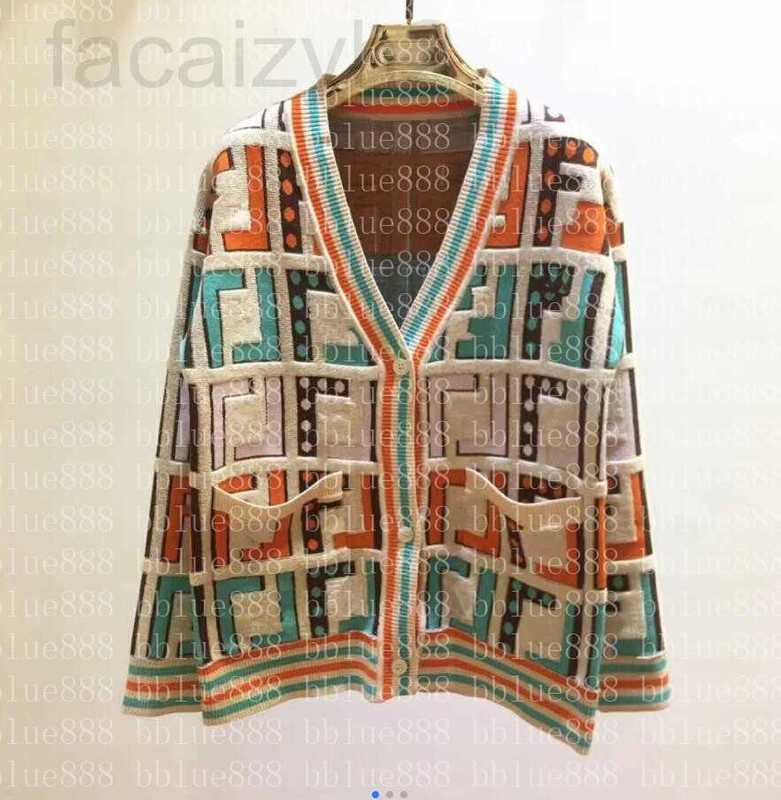 Women's Sweaters designer 22 women's knitted V-neck single-breasted cardigan sweater color three-dimensional heavy industry 828 LD1R