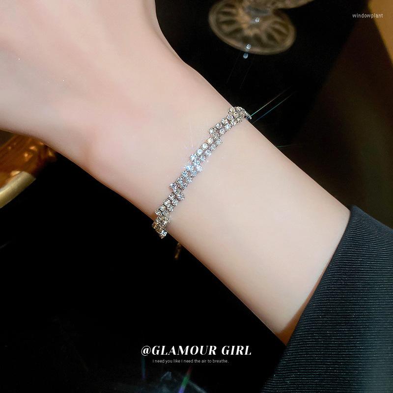 

Link Bracelets Cubic Zirconia Crystal Tennis For Women Luxury 2022 Elegent Girl Party Birthday Gift