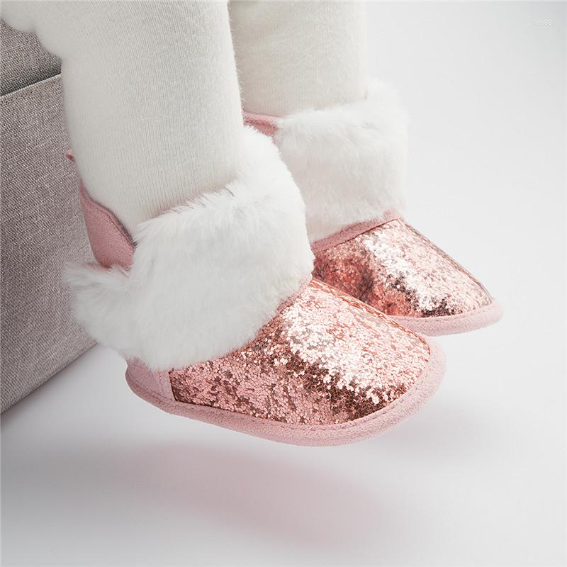 

Athletic Shoes Baby Autumn Winter Thick Warm Solid Fashion Infant Girls Boy Sequined Furry First Walkers Children, Black