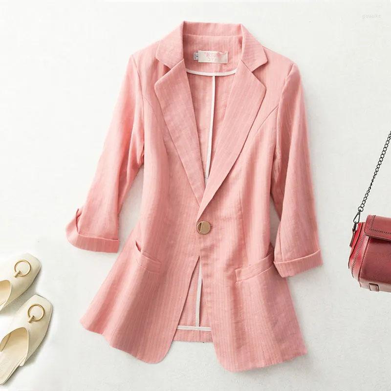 

Women' Suits 2022 Blazer Ladies Fashion Spring Summer Korean Sweet One Button Thin Stripe Casual Office Slim Chic Street Female Blazers, White