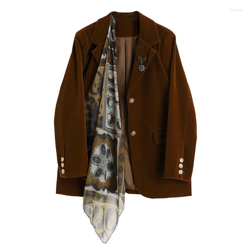 

Women' Suits Winter Autumn Vintage Stylish Women' Blazer Elegant Long Sleeve Turn Down Collar Jacket Female Outerwear Chic Tops Ladies, Claret