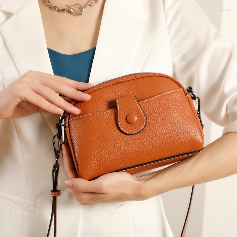 

Evening Bags 2022 Women Genuine Leather Small Shoulder Bag High Quality Ladies Messenger Casual Shell Female Phone Purses Brown, Beige