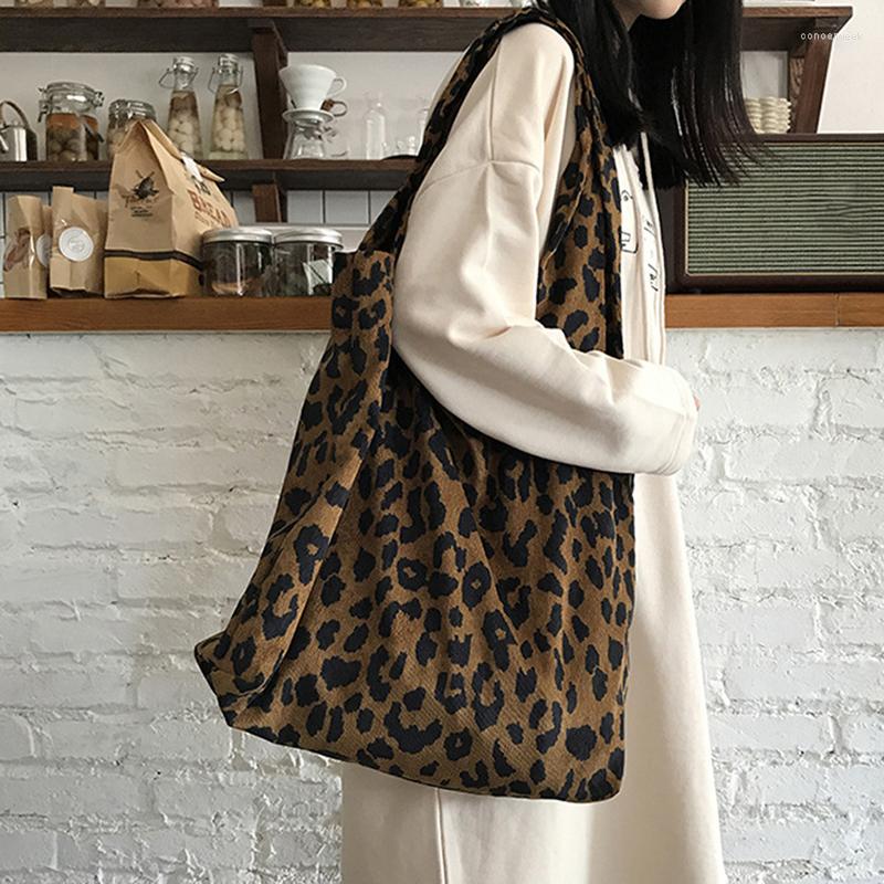 

Evening Bags Corduroy Leopard Print Shopping Bag Casual Ladies Shoulder Totes Large Capacity Handbags Women Grocery, 01 leopard tote