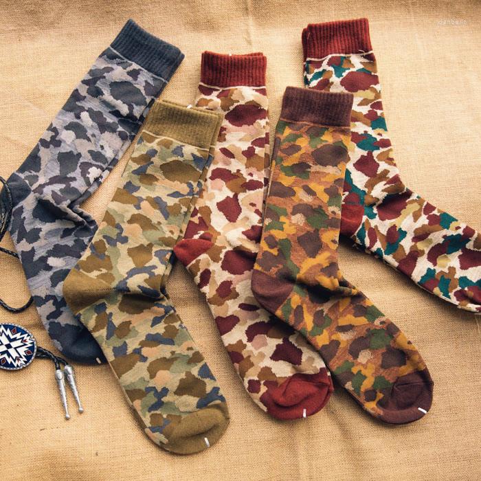 

Men's Socks 5 Pairs Harajuku Sen Department Retro Tube High Quality Men In Camouflage Skateboard Street Fight Color Tide