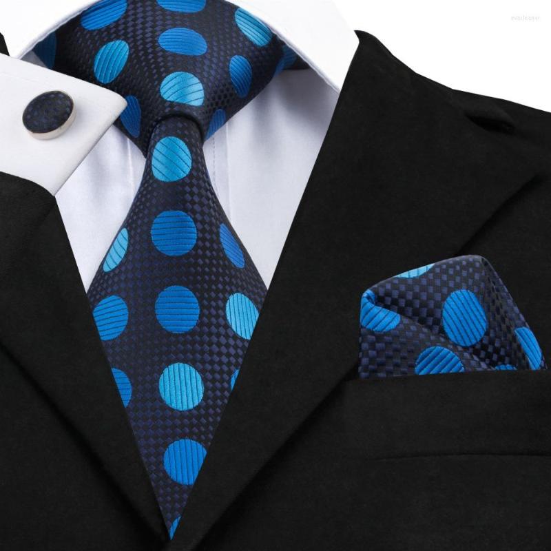 

Bow Ties Mens Tie Navy Black Royalblue Dot Silk Jacquard Neck Hanky Cufflinks Set Business Wedding Party For Men C-796