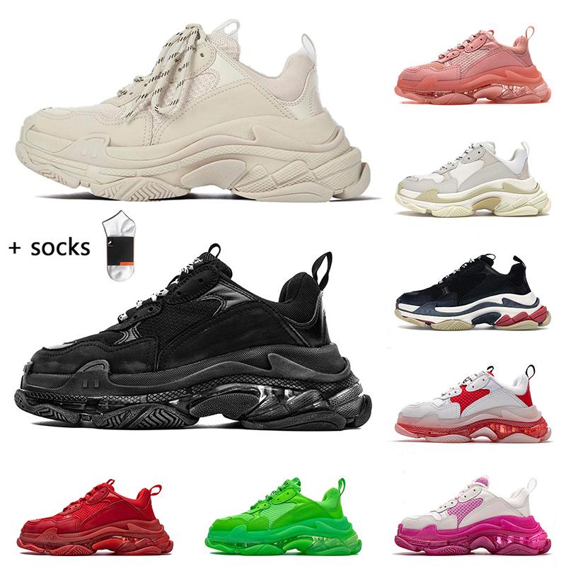 

Casual Shoes 17FW Triple s Sports Sneakers For Womens Mens Black Red White Green Grey Blue Dad High quality Clear Sole Platform Paris Tennis Trainers 36-45, Box