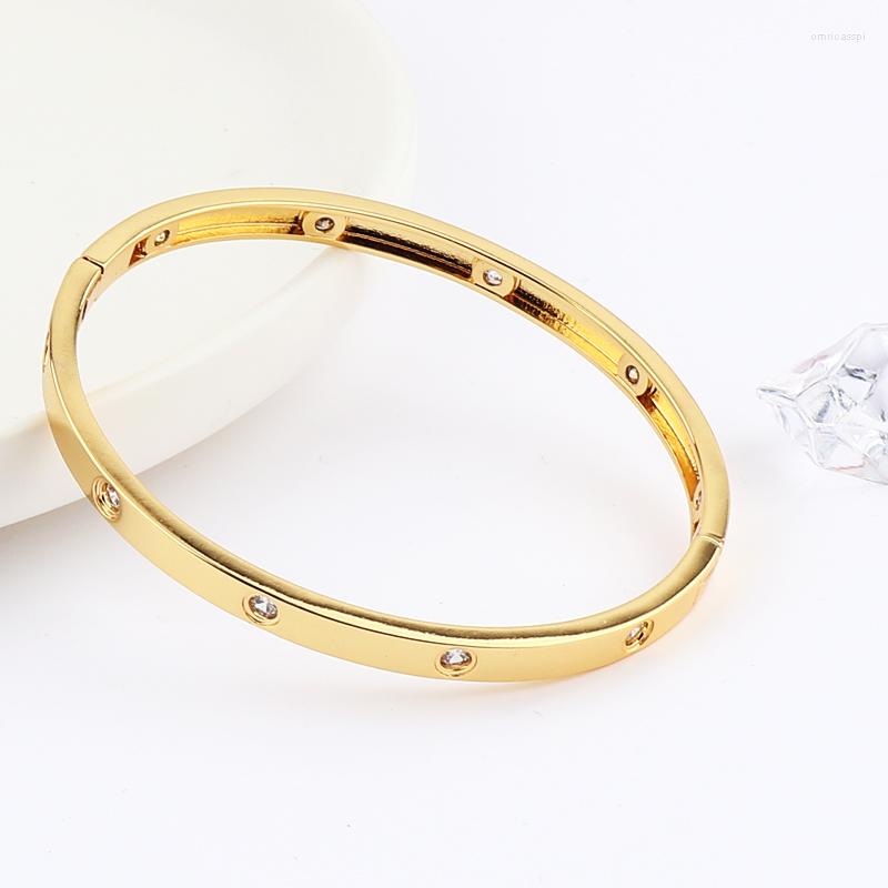 

Bangle Gold Filled Crystal Bracelets For Women Fashion Bracelet Copper Love Pulseiras Romantic Bangles Feminina Jewelry