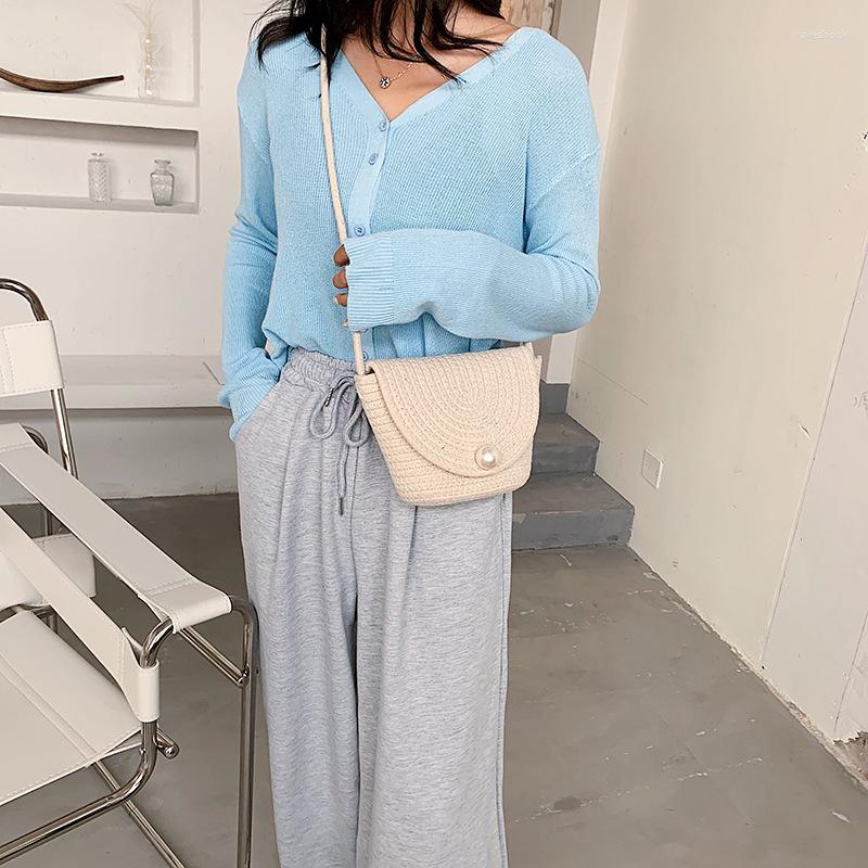 

Evening Bags Fashion Woven Bag Women Square Summer Beach Shoulder Vintage Straw Female CrossBody Handle Handbag Tote, As shown