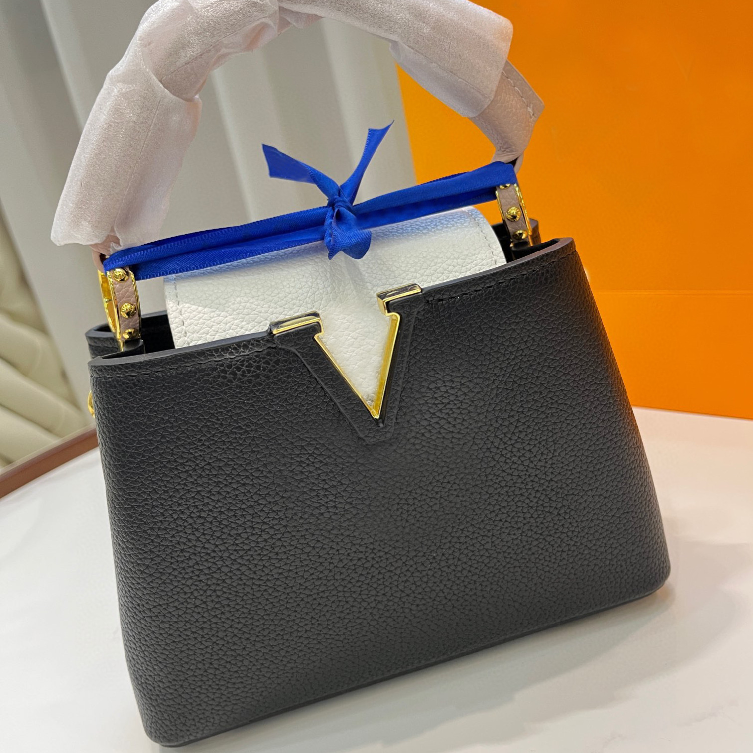 

5A Designer Womens Bag Color Matching Famous Brand Ribbon Chain Accessories Multicolor Fashion Shoulder Exquisite Handbag, Blue