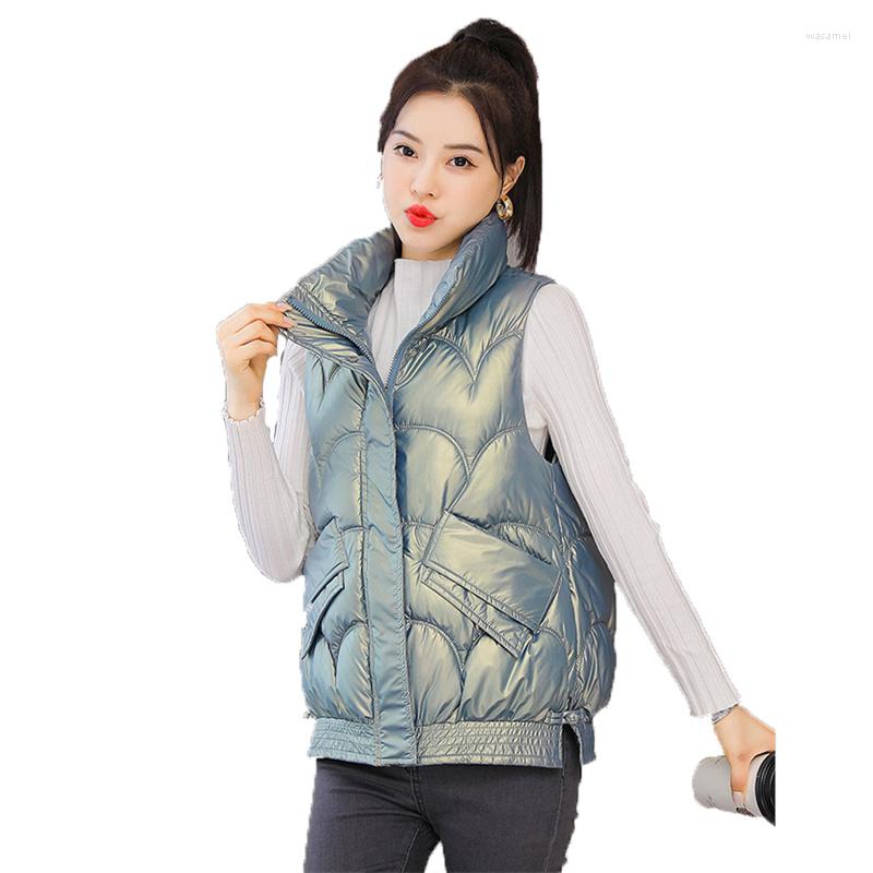 

Women's Vests Down Cotton Vest Coat Women 2022 Autumn Winter Thick Warm Jacket Pink Black Blue Korean Fashion Short N1453