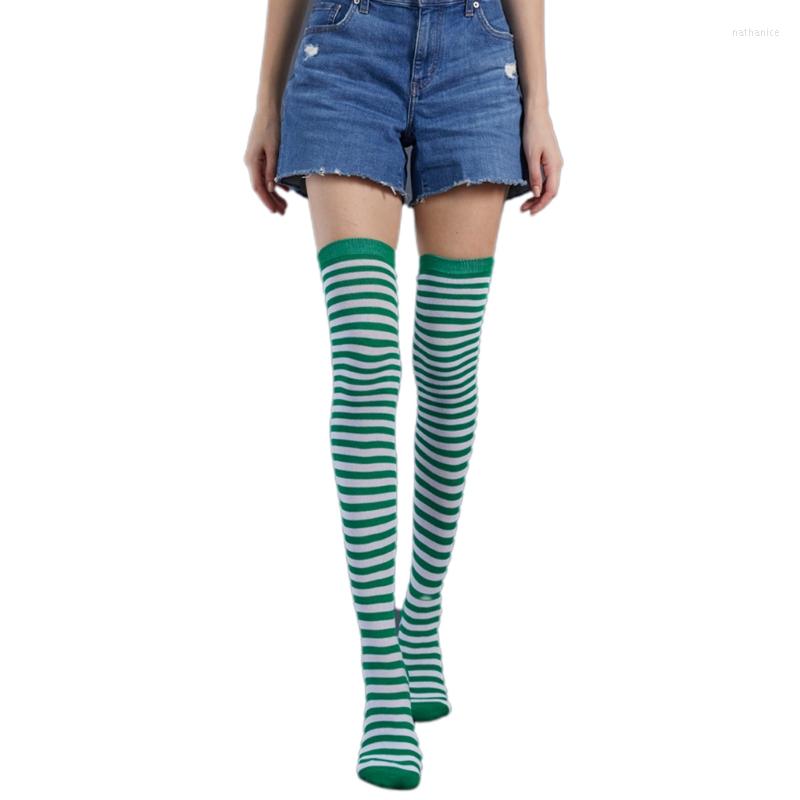 

Women Socks X5XE Girls Holiday Thigh High Long Christmas Striped Printed Over The Knee Stockings Halloween Dance Party Stage, 6ee408799-10