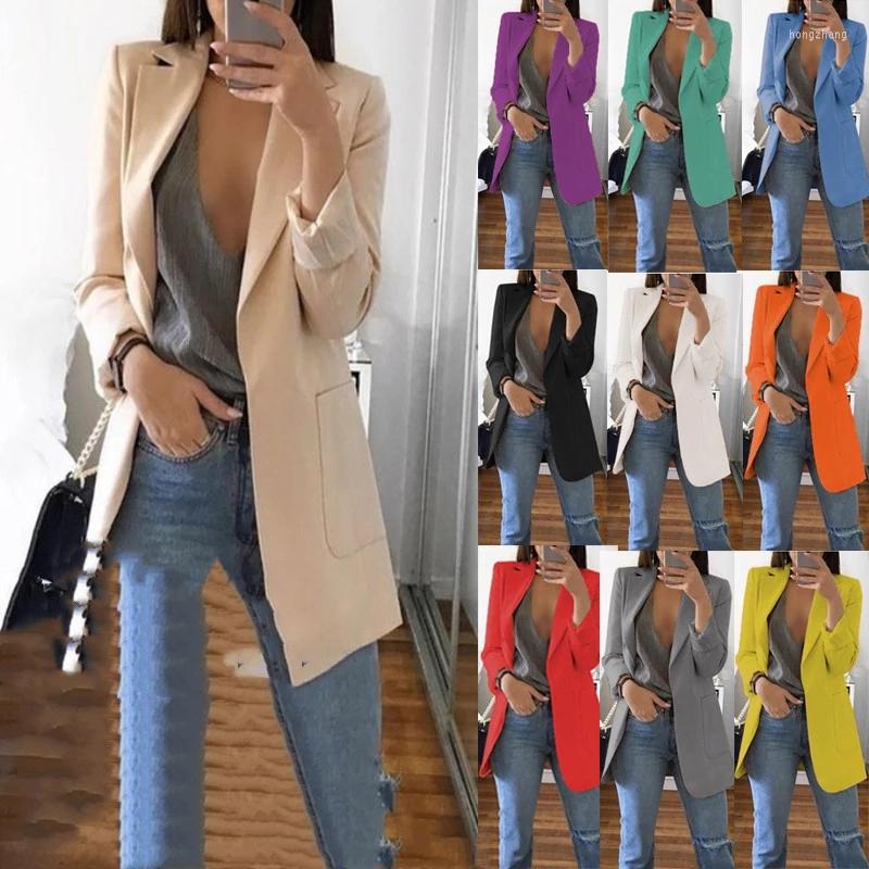 

Women's Suits Max Size 5XL Women Loose Blazer Jackets Autumn Ladies Female Coats Casual Fashion Basic Notched Slim Solid Office Outwear, Purple