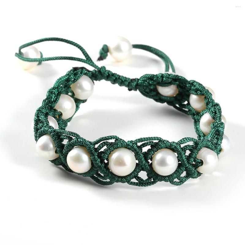 

Link Bracelets Trendy High Quality Natural Pearl Bracelet For Women Weaving Freshwater Bangles Beads Jewelry Girl