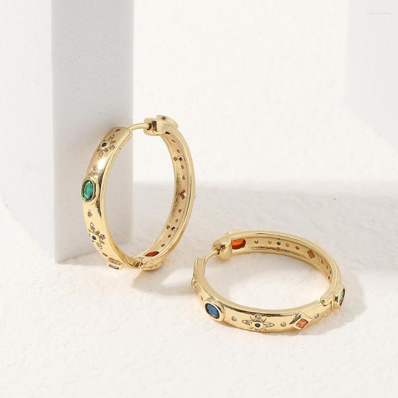 

Hoop Earrings 2022 Style Women's Hip Hop Jewelry Copper Gold Plated Exaggerated Round Vintage Stud Party Gifts