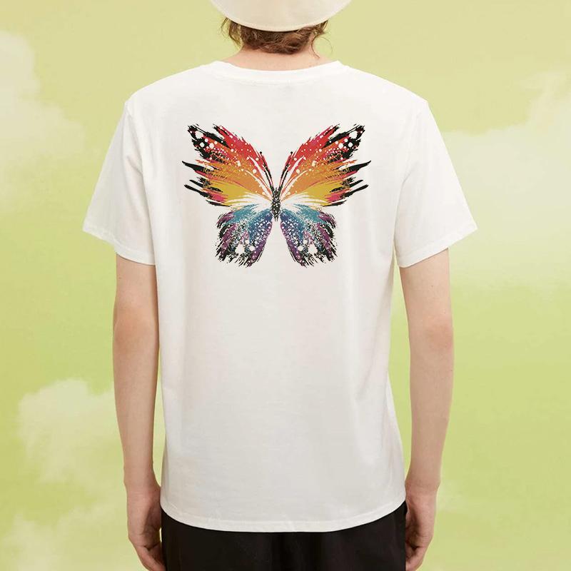 

Men' T Shirts Design 2022 Summer Men Streetwear T-Shirt Colorful Butterfly Cotton Short Sleeve Fashion Clothing Women Unisex Couples, Dtl1591 white