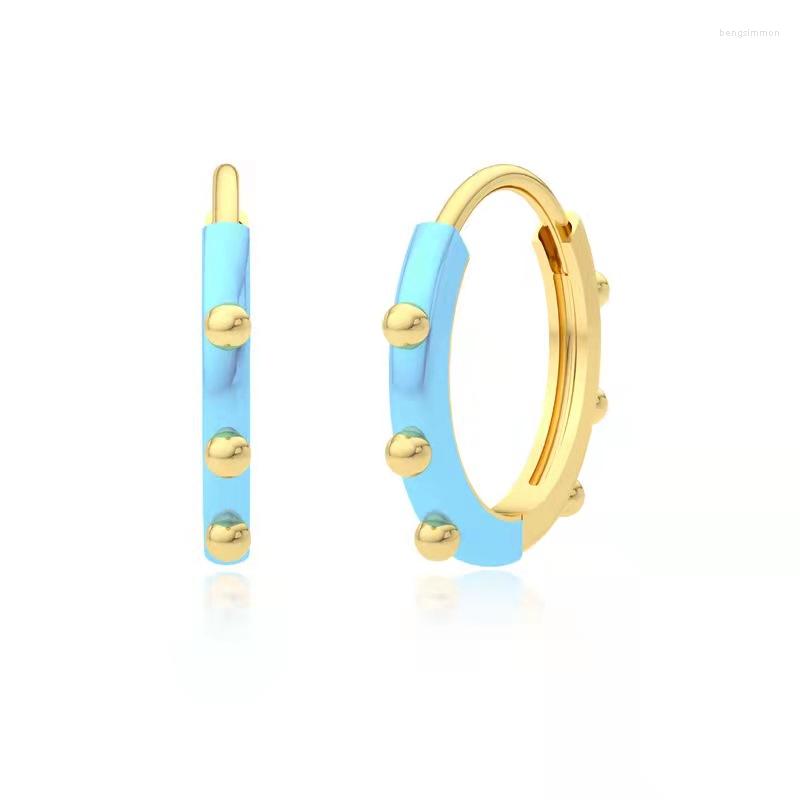 

Hoop Earrings Fashion Colorful Round Enamel Metallic For Women Charm Circle Geometric Cartilage Huggie Heart Jewelry