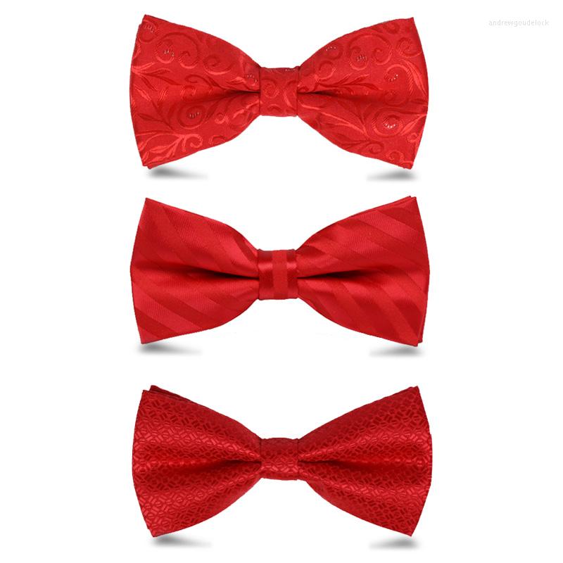

Bow Ties Top Quality Mens Tie Red Jacquard Weave Men's Bowtie Fashion For Men Wedding Party Butterfly Knot With Gift Box