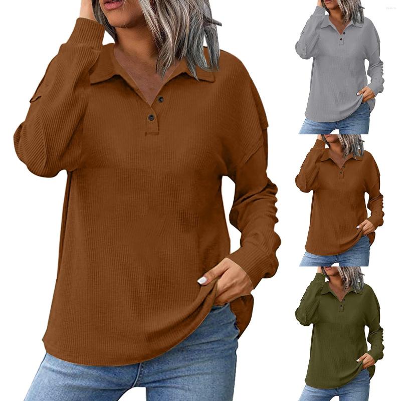 

Women' T Shirts Women' Plain Shirt Blouse Button Placket Tops Lapel Tunic Long Sleeve Elegant Wink Silky Tee, Green