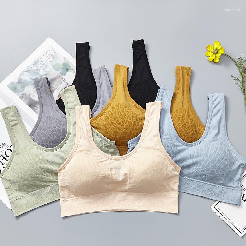 

Camisoles & Tanks Seamless Rimless Cotton Inner Sleeping Gathered Yoga LACE WAISTCOAT Sports Underwear Women's Bra, Black