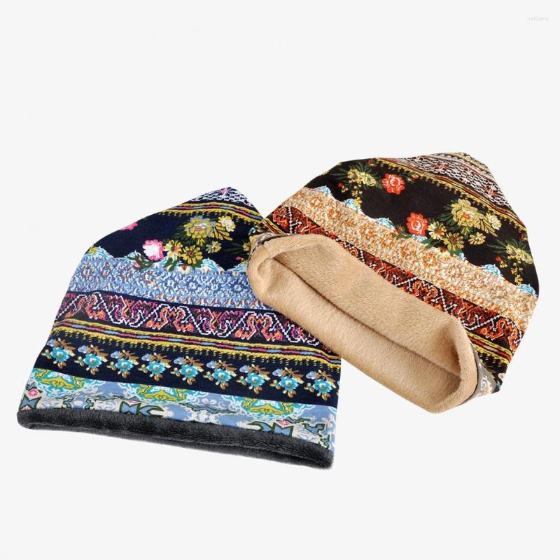 

Scarves Trendy Women Hat Vintage Print Retro Windproof Stretch Beanie Bonnet Scarf Washable Ladies Cap For Outdoor