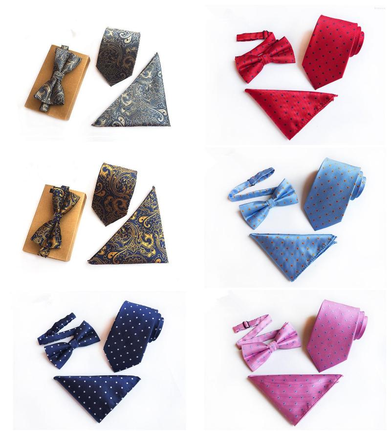 

Bow Ties 8cm Business Men's Dress 2022 Fashion Explosion Quality High Wild Polyester Silk Jacquard Tie Pocket Towel Set