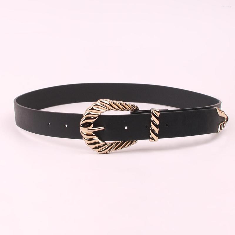 

Belts High Quality Women Wide Pigskin Belt Jeans Genuine Leather Metal Buckle Casual All-match Female Punk BY10, Black