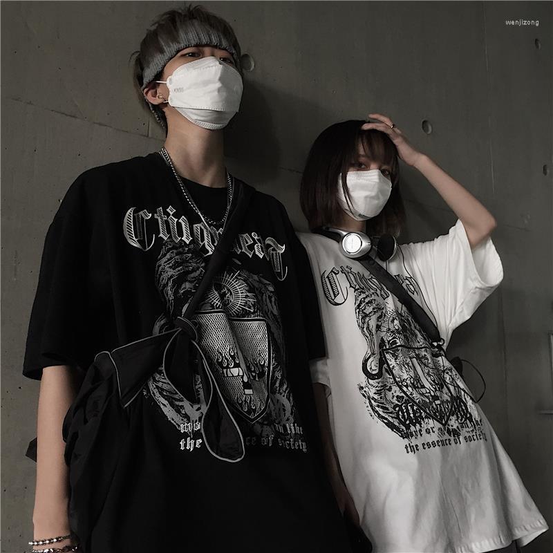 

Men's T Shirts Cotton Oversized Shirt For Men 2022 Korean Clothes Streetwear Hip Hoploose Round Neck Short Sleeve Couple Top, Black