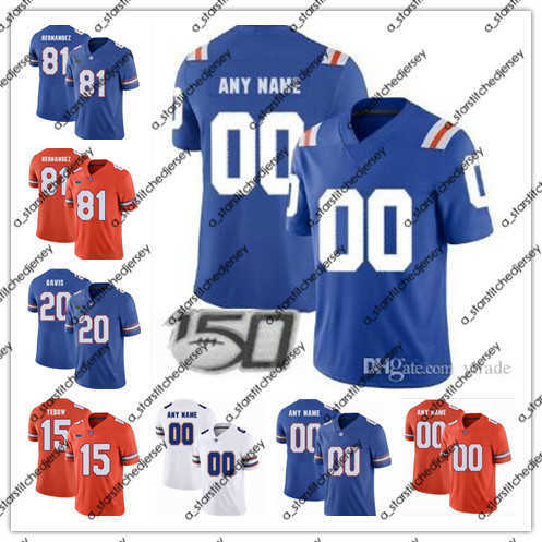 

American College Football Wear 150th Custom Florida Gators 81 Aaron Hernandez 14 Emory Jones 11 Steve Spurrier 6 Jeff Driskel Tim Tebow Franks Any Name College Jersey, Orange