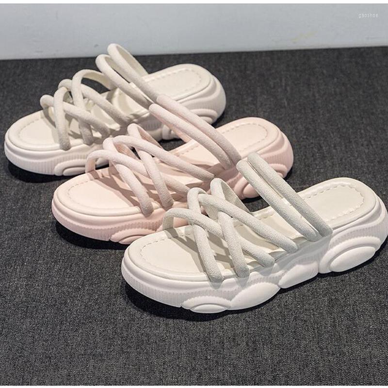 

Sandals 2022 Summer Platform Shoes Slippers Woman Flat Sandalias Clear Beach Flip Flops Slides Women, Ivory