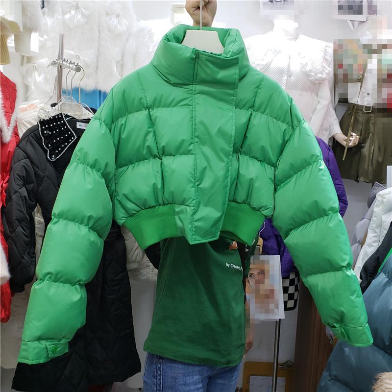 

Women's Down Short Padded Jacket For Women Winter 2022 Thick Thermal Fashion Hipster Slim Cotton Coat Stand Collar Puffer Female, Green